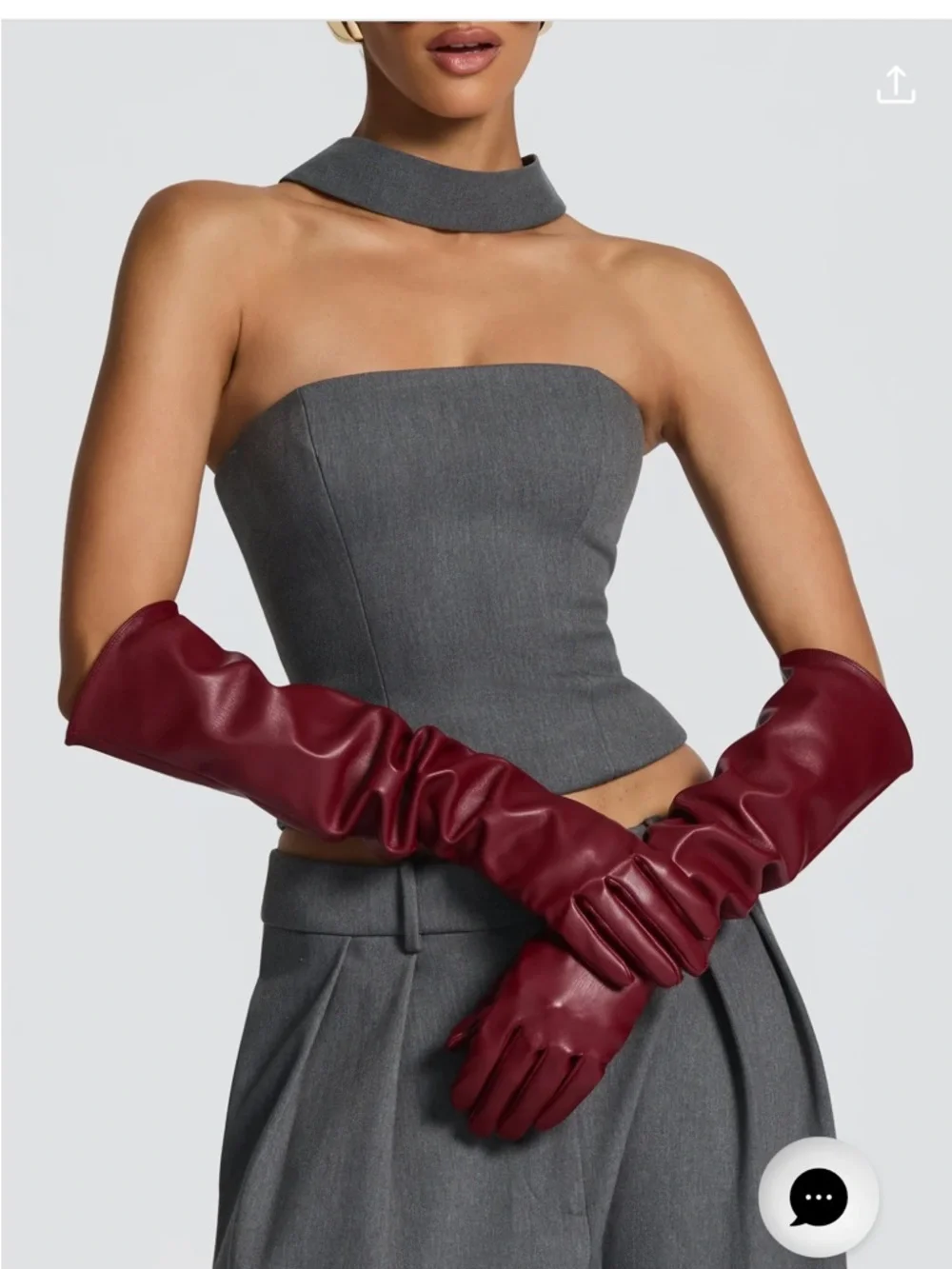 BABYBOO Women's Long Leatherette Gloves in Burgundy- New